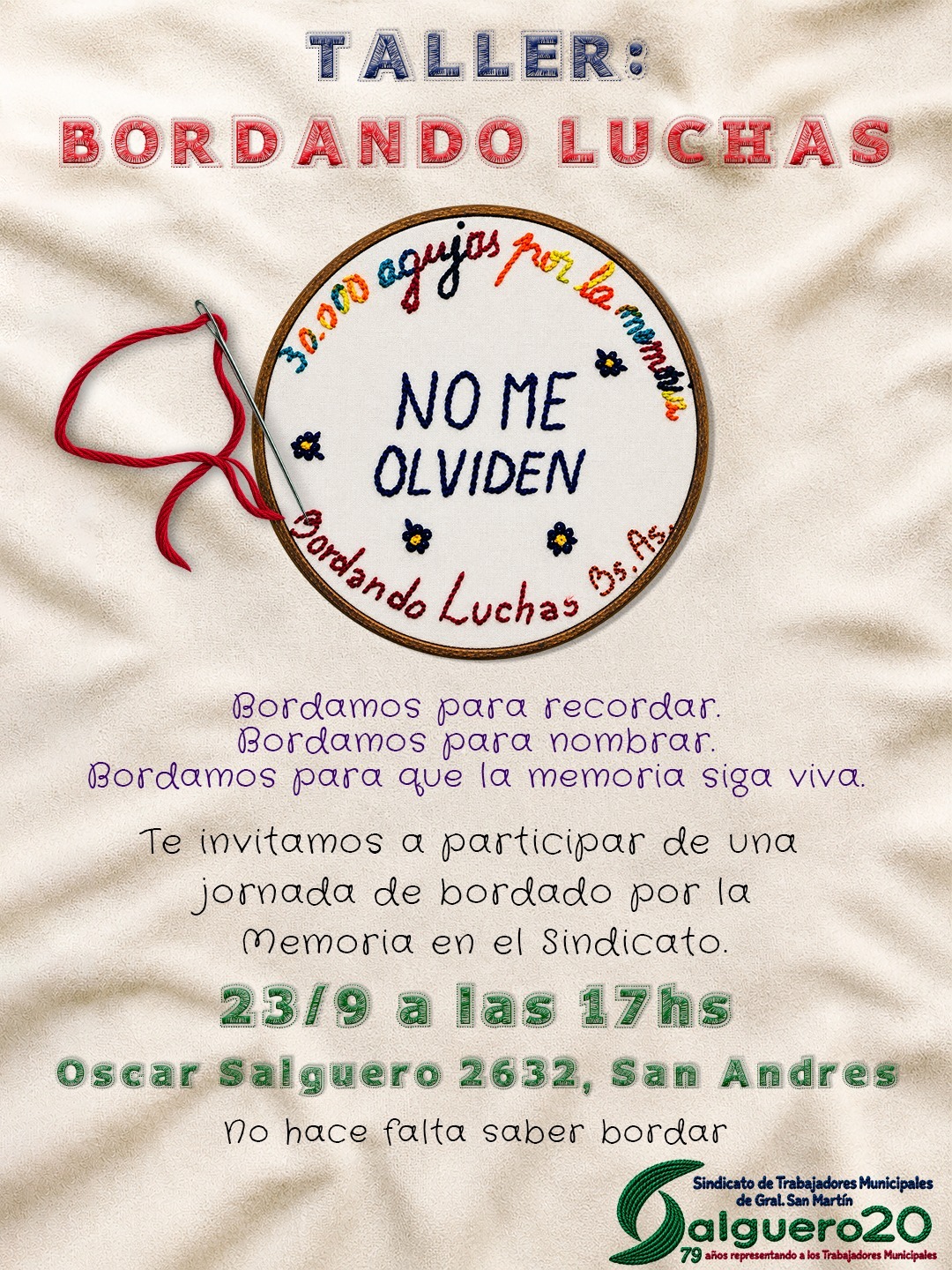 🧵 Taller “Bordando Luchas”: memoria que permanece