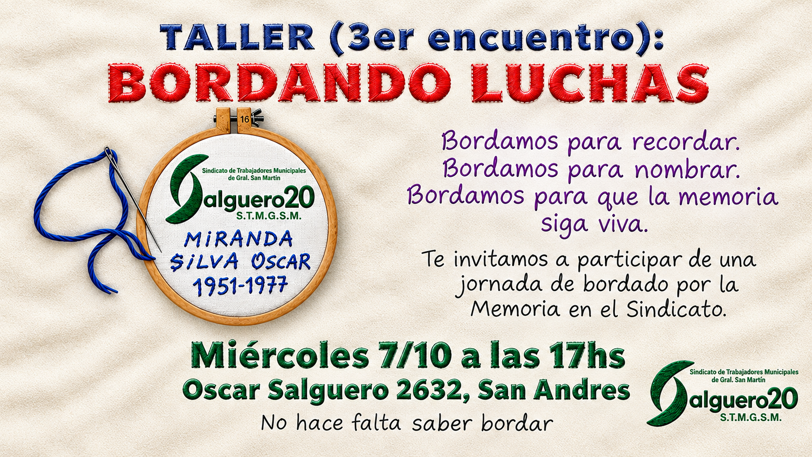 TALLER (3er encuentro): BORDANDO LUCHAS